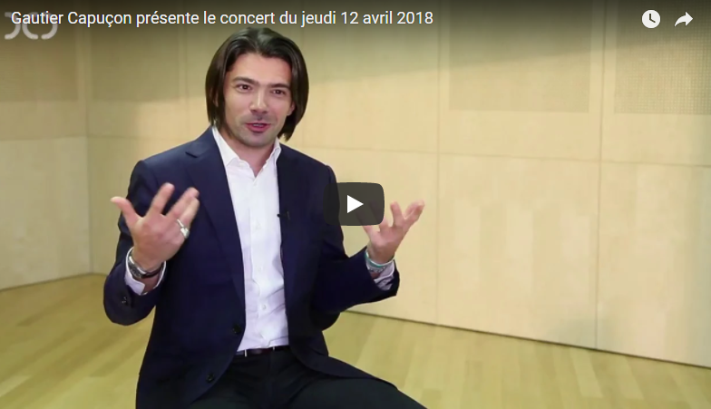 Gautier Capuçon présente le concert <br> du jeudi 12 avril 2018